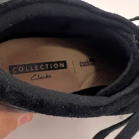 Clarks Collection Black Suede Lace Up Heeled Booties - Picture 10 of 10